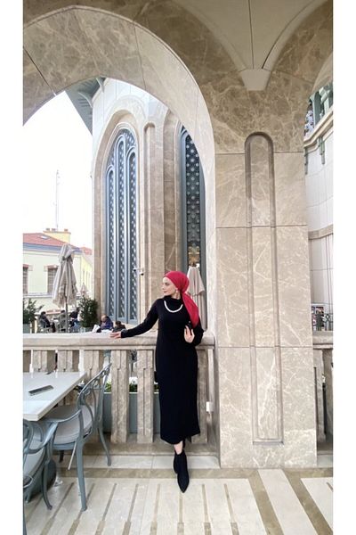 leyla sanat sanata yeni bir bakış açısı Leyla Sanat a New Perspective on Art Women's Long Sleeve Turtleneck Midi Length Knitwear Dress (Without Belt)