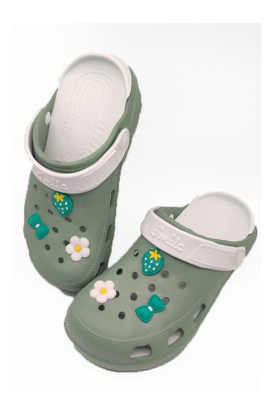 ONDR Terlik Comfortable Sole Sea Beach Cook Hospital Nurse Doctor Cross Sport Women's Sandals Green White Slippers