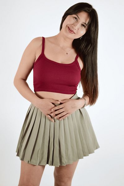 BUSEM Rope Strap Ribbed Crop Tank Top