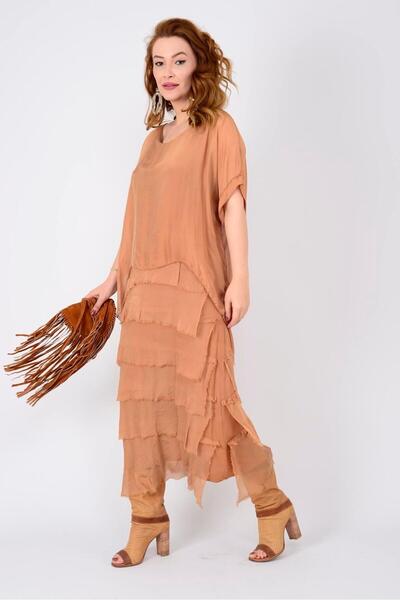 Bohem Stil Μεταξωτό φόρεμα ιταλικού μεγέθους 2 που δείχνει λεπτό με μισό μανίκι