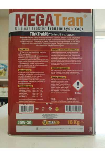 TÜRK TRAKTÖR MEGATRAN TRANSMİSYON YAĞI  20W-30 (16KG)