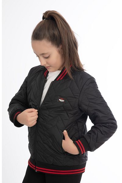 freemen Sports Girl Sports Child Black College Collar Lined Water and Windproof Zipper Pocket Coat Jacket