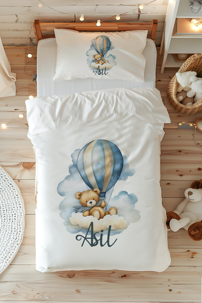 Astral Baby İsme Özel İsimli Tek Kişilik %100 Pamuk Nevresim Takımı (160X220 ...