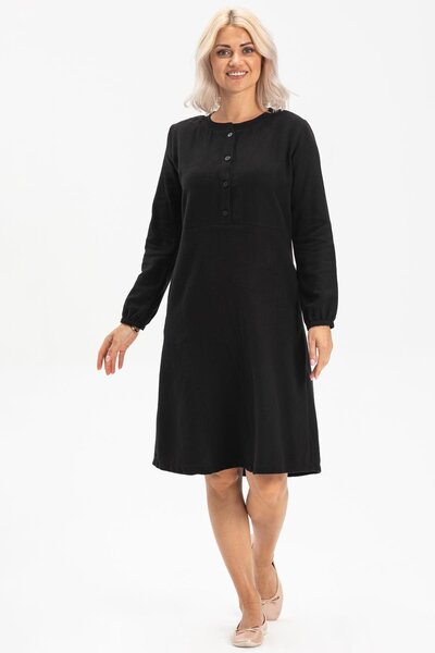 Eliş Şile Bezi Μακρυμάνικο φόρεμα Magnolia Flannel Κοντό Φθινοπωρινό και Χειμ...