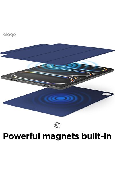 Elago Magnetic Folio for iPad Pro 13 inch case M4 cover - Blue with Auto Sleep and Wake Function