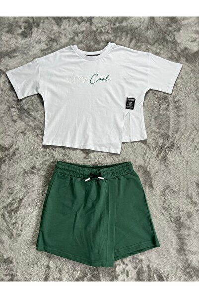 NEWKİDS Costum pentru fetiță de 8-12 ani cu pantaloni scurți și fustă