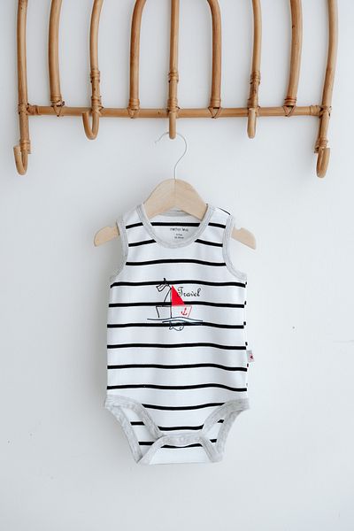 Mother Love 100% Organic Cotton Minimal Patterned Striped Tank Top