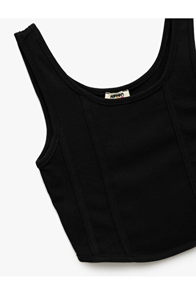 Koton Pamuklu Slim Fit U Yaka Kalın Askılı Basic Crop Atlet