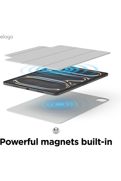 Elago غطاء مغناطيسي لجهاز iPad Pro مقاس 11 بوصة M4 - رمادي فاتح مع وظيفة السكون والاستيقاظ التلقائي