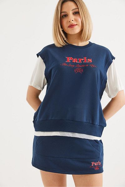 CALİENTE Shorts Skirt Double Sports Suit Navy Blue