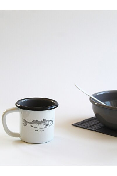 Elifle Enamel Small Mug 250ml Fish Pattern Mug for Coffee Tea Drink Camping Picnic Nautical Seafood