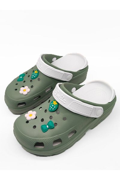 ONDR Terlik Comfortable Sole Sea Beach Cook Hospital Nurse Doctor Cross Sport Women's Sandals Green White Slippers