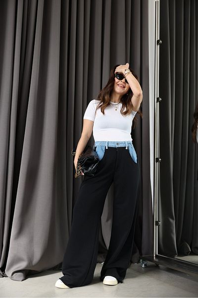 Özge Özgenç Beli Denim Piece Casual Pants