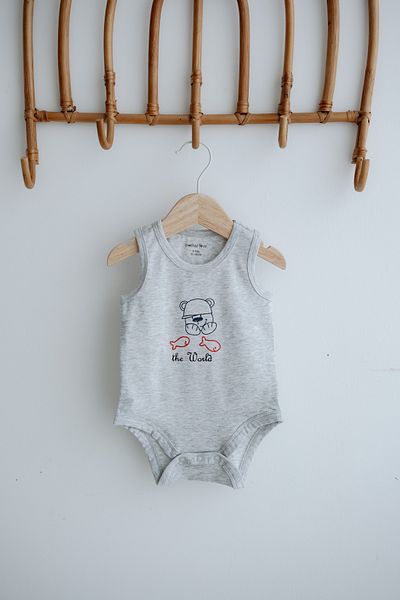 Mother Love 100% Organic Cotton Minimal Teddy Bear Patterned Athlete Body