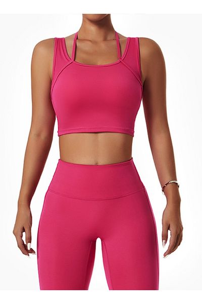 KAWN YOGA Womens U Back Sports Bra - Padded Low Impact Workout Yoga Bra with Removable Built in Bra