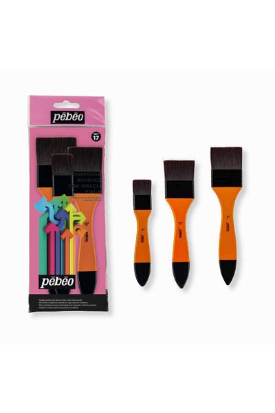 Pebeo Multi-Purpose Brush Set Set17 Sturdy Synthetic Bristle Suitable for Water Acrylic and Oil Painting Work