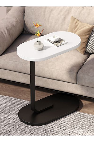 EqiEch C Shaped Side Table - Coffee Desk, Sofa End Table, Easy Assembly for Living Room (45x28x60cm)