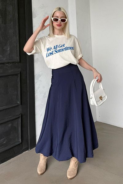 Madmext Μοντέλο Navy Blue Balloon Φούστα: Mg2319