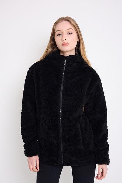 freemen Sports Women's Black Plush Windproof Welsoft Double Pocket Door Coat