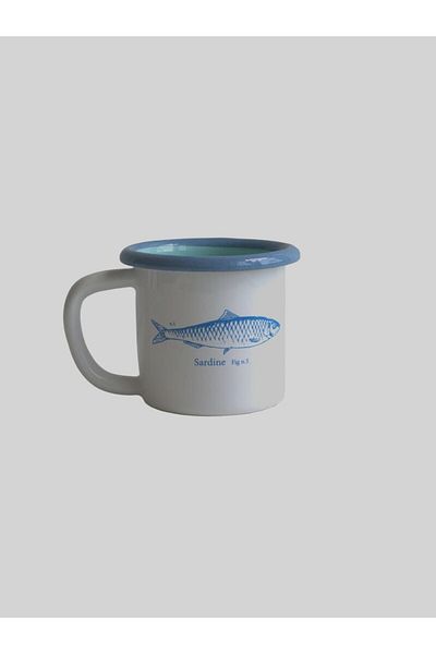 Elifle Enamel Small Mug 250ml Fish Pattern Mug for Coffee Tea Drink Camping Picnic Nautical Seafood
