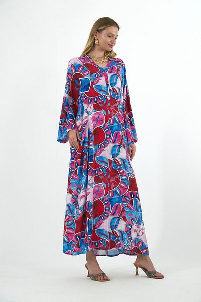 ABBRA Women's Half Sleeve Front Pocket Oversize 100% Viscose Summer Dress