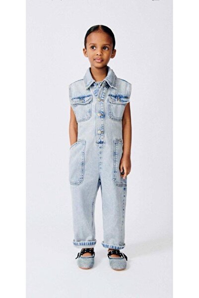 HaanBebe Denim Zero Sleeve Unisex Kids Jumpsuit Blue