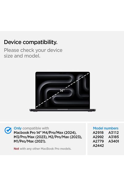 Spigen غطاء حماية Urban Fit لأجهزة MacBook Pro 14 M4 / M4 Pro / M4 Max (2024) M3/M2/M1/Pro/Max - أسود