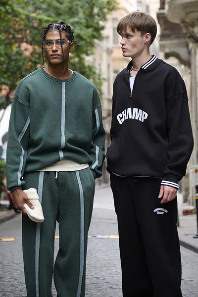 VAMOSCLO Μαύρο Oversize Σετ Φούτερ - Yazi Detailed