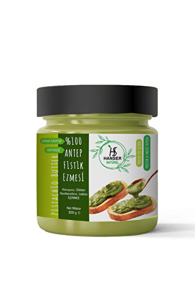Hanser Natürel %100 Antep Fıstığı Ezmesi 200g Şeker Ilavesiz, Katkısız, Taze Çekim