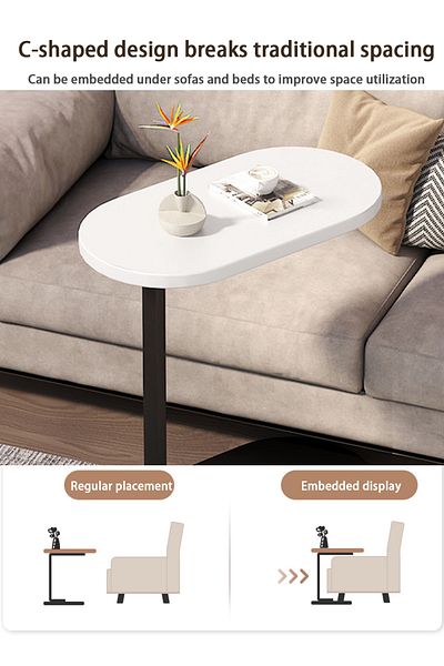 EqiEch C Shaped Side Table - Coffee Desk, Sofa End Table, Easy Assembly for Living Room (45x28x60cm)