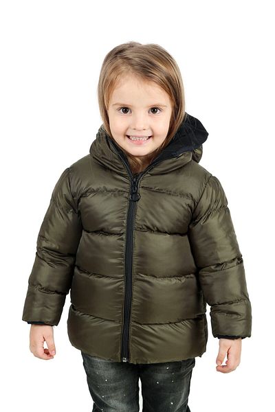 freemen Sports Girl Sports Children Khaki Fleece Hooded Waterproof Wind Resistant Coat & Coat