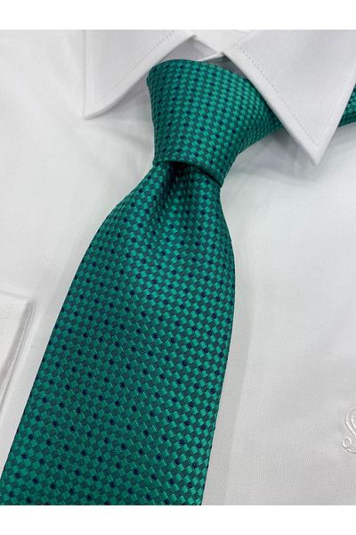 Cacharel Woven Fabric Patterned Green Tie