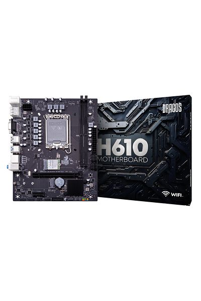 DRAGOS Pro H610M-E M.2 Sata Wi-Fi+Bt Ddr4 3200Mhz USB 3.2 HDMI Dp Vga Audio G.Lan 1700P Motherboard