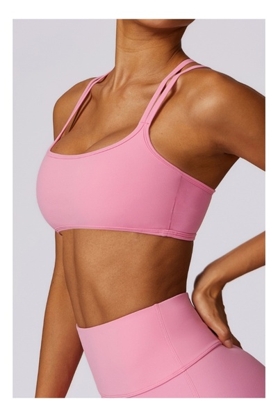 KAWN YOGA حمالة صدر رياضية نسائية مخططة من الخلف - حمالة صدر يوغا مبطنة منخفض...