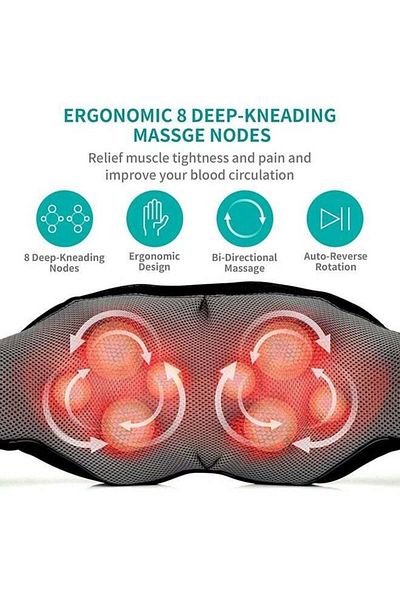 COOYA Neck Shoulder Back Massager, Heat, Electric Deep Tissue 3D Kneading, for Muscle Pain