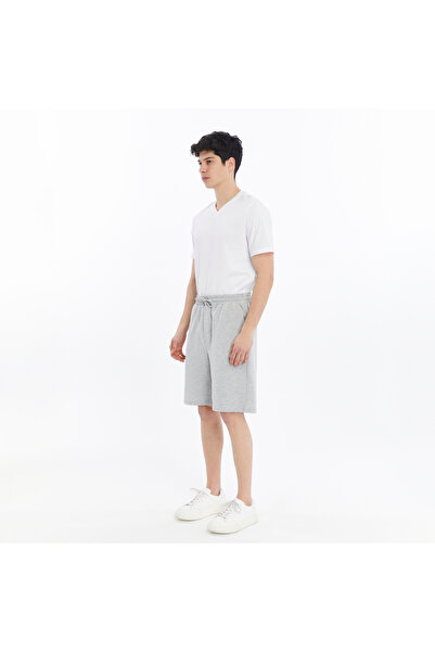 defys Чоловічі шорти з еластичним поясом і кишенями, прямий крій, сірий меланж