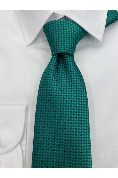 Cacharel Woven Fabric Patterned Green Tie