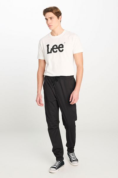 Lee Regular Fit Regular Cut Ribbed Leg Cotton Black Jogger Trousers