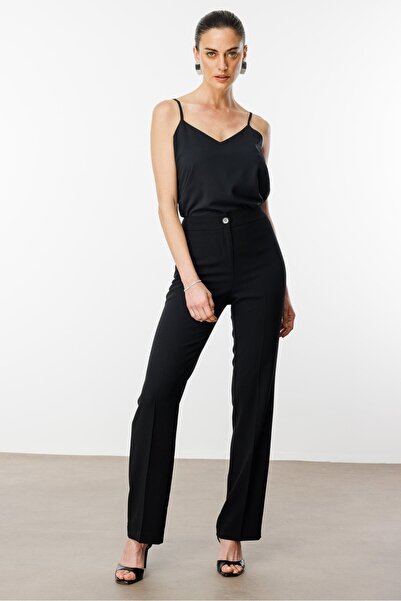 Moda İlgi Модальні штани з широкими штанинами та кишенями з боків - 7597 Чорні