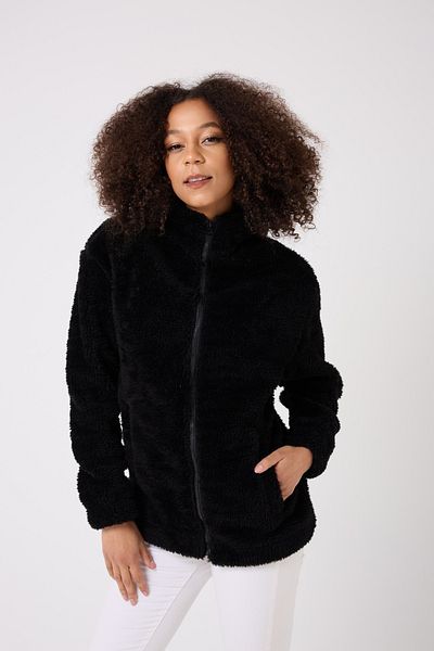 firststops Sports Women's Black Plush Windproofwelsoft Double Hood Coat