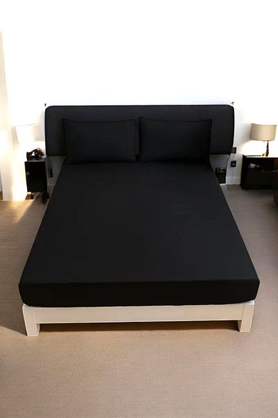 MixCotton Home Μαύρο Ελαστικό Σεντόνι 180x200 cm 100% Βαμβάκι