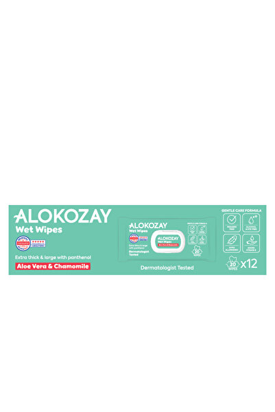 Alokozay مناديل مبللة للأطفال - خلاصة الصبار والبابونج - 20 منديلًا × 12 عبوة...