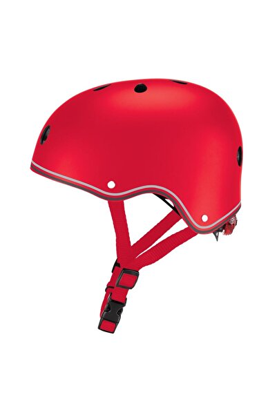 Globber Primo safety helmet, with lights, red color
