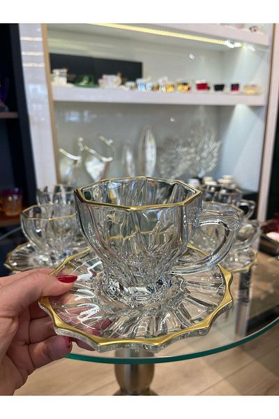 P&ORA PREMIUM KITCHEN PRODUCTS P&Ora Gold Detailed Tea Coffee Cup 12 Pieces