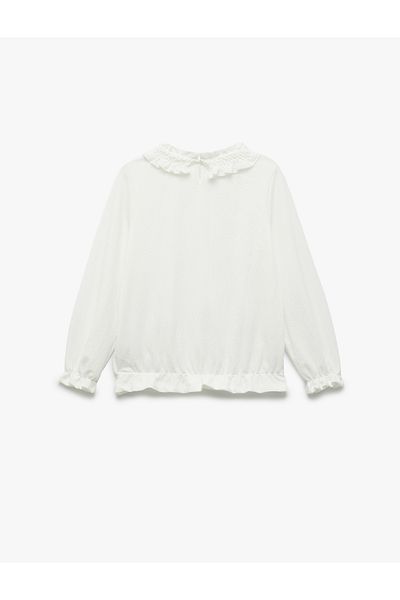 Koton Ruffled Collar Wrap Bow Detailed Long Sleeve Blouse