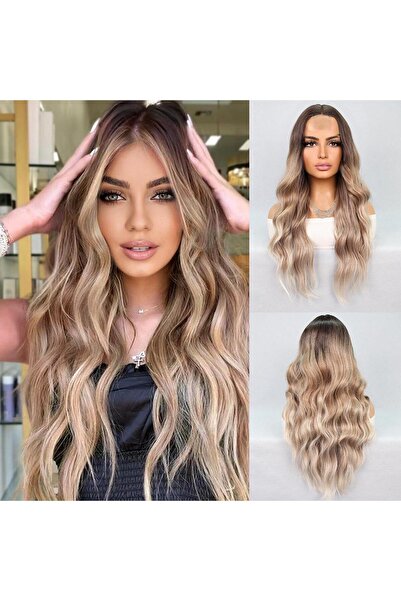 Nurdan Trend Peruk Kumral Platin Ombre Balköpüğü Röfleli Tül Peruk