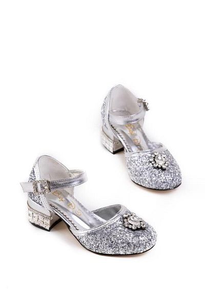 Baby DS Pantofi cu toc Elsa Stone de culoare argintie