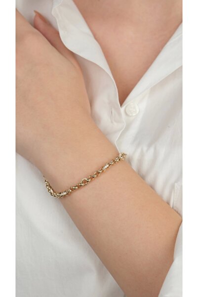 Arpaş 14 Ayar Altın Taşlı Halka Zincir Bileklik