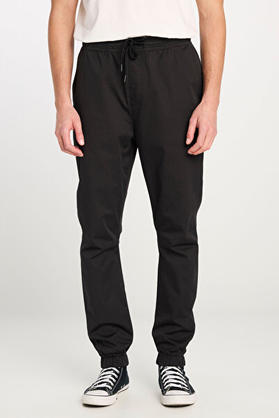 Lee Regular Fit Regular Cut Ribbed Leg Cotton Black Jogger Trousers