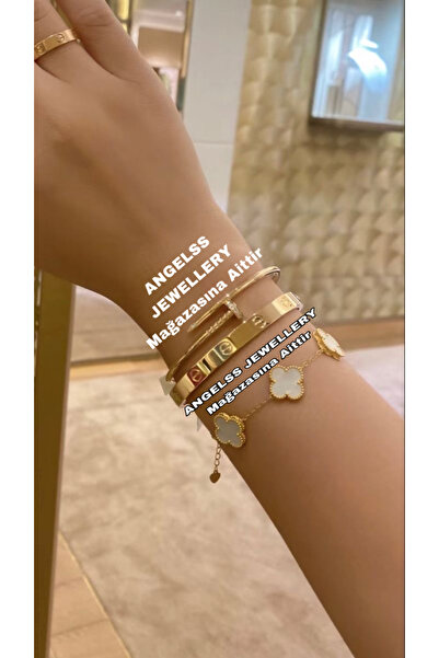 ANGELSS JEWELLERY سوار مسمار بمشبك من ماركة كومبينيشن تريبل كومبينيشن (سوار مسمار بمشبك من ماركة كومبينيشن تريبل كومبينيشن مصنوع من الذهب الأبيض)